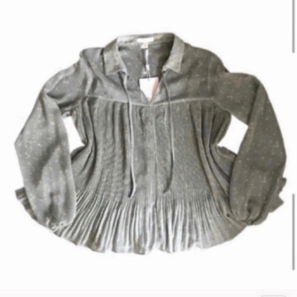 Blouse LC Lauren Conrad Green Small Sheer Floral - Picture 4 of 8